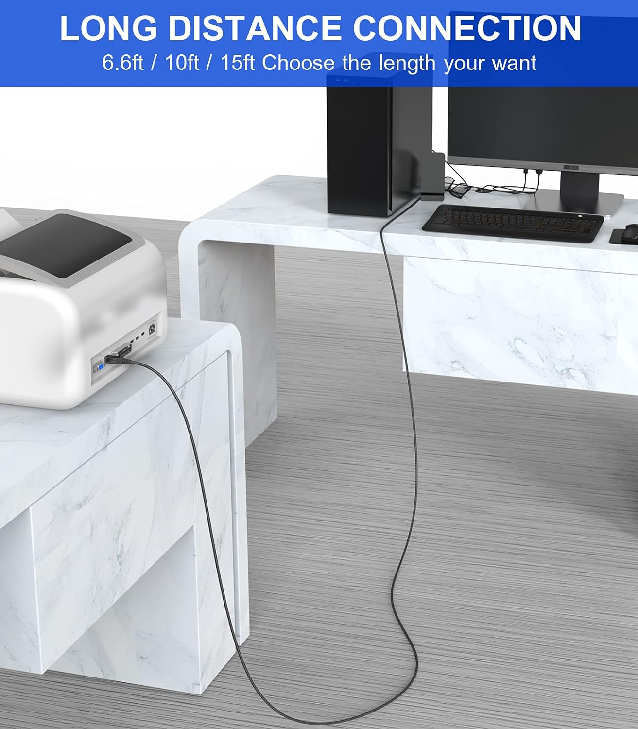 Thumbnail 4 de Sweguard USB-2.0-Druckerkabel 6 m: USB-A auf USB-B (Typ B) für Drucker, Scanner & Geräte mit USB-B