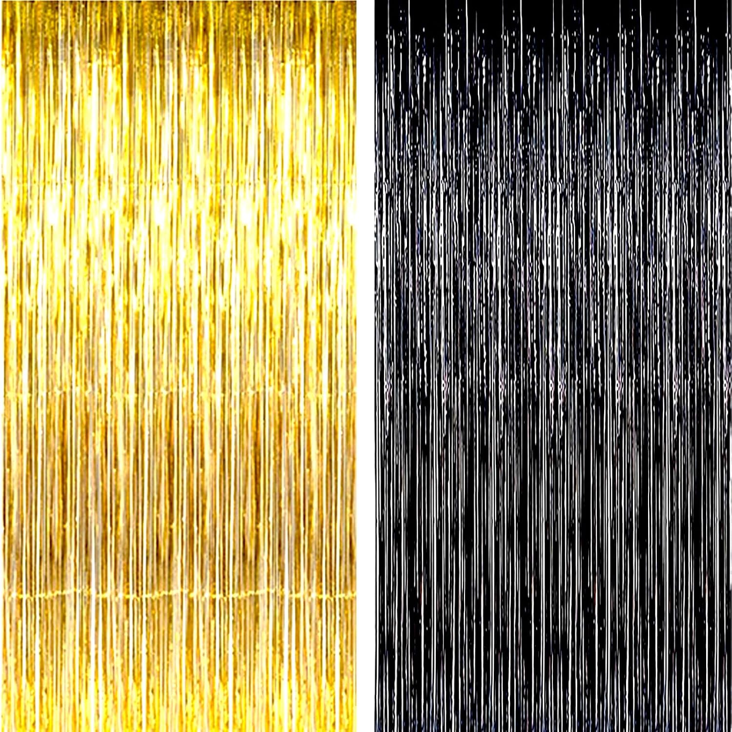 Detalle 2 de Laser Rouge - Vert Bande Fond AILEXI 2pcs 100CM x 250CM | Rideaux Frangés de Feuille pour Décoration de Fête