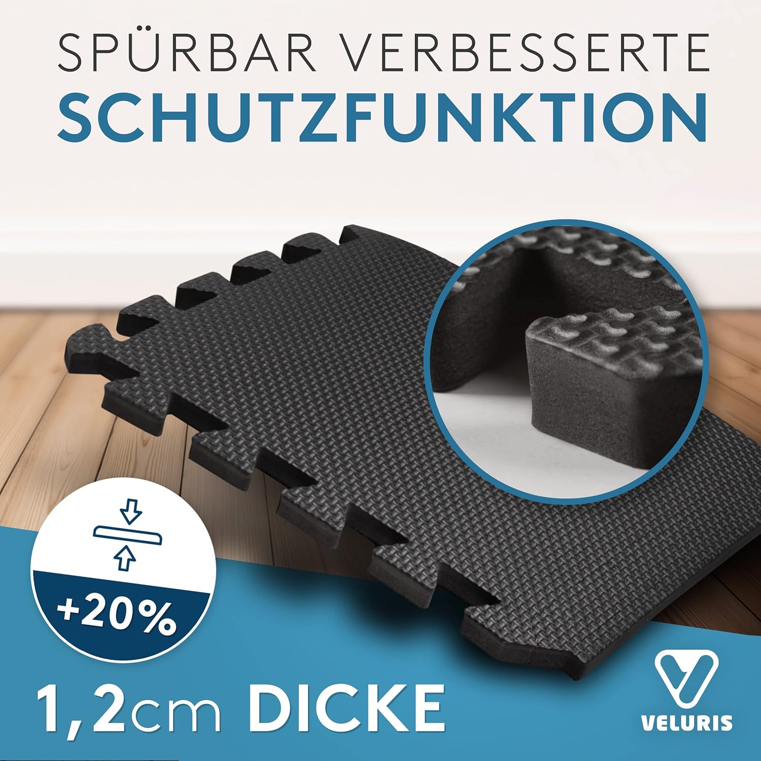 Thumbnail 1 de Veluris Tapis de Protection de Sol 31x31 cm – 18 tapis épais et antidérapants pour salle de sport