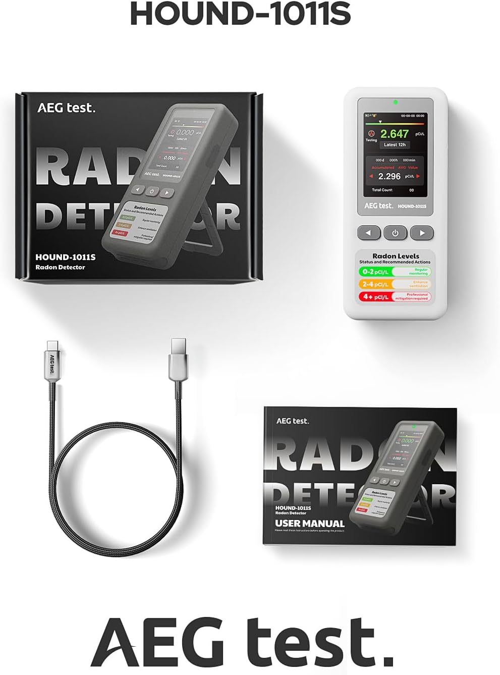 Thumbnail 6 de AEGTEST HOUND-1011S Radon Detector with LCD, Alarms and Long-Term Monitoring