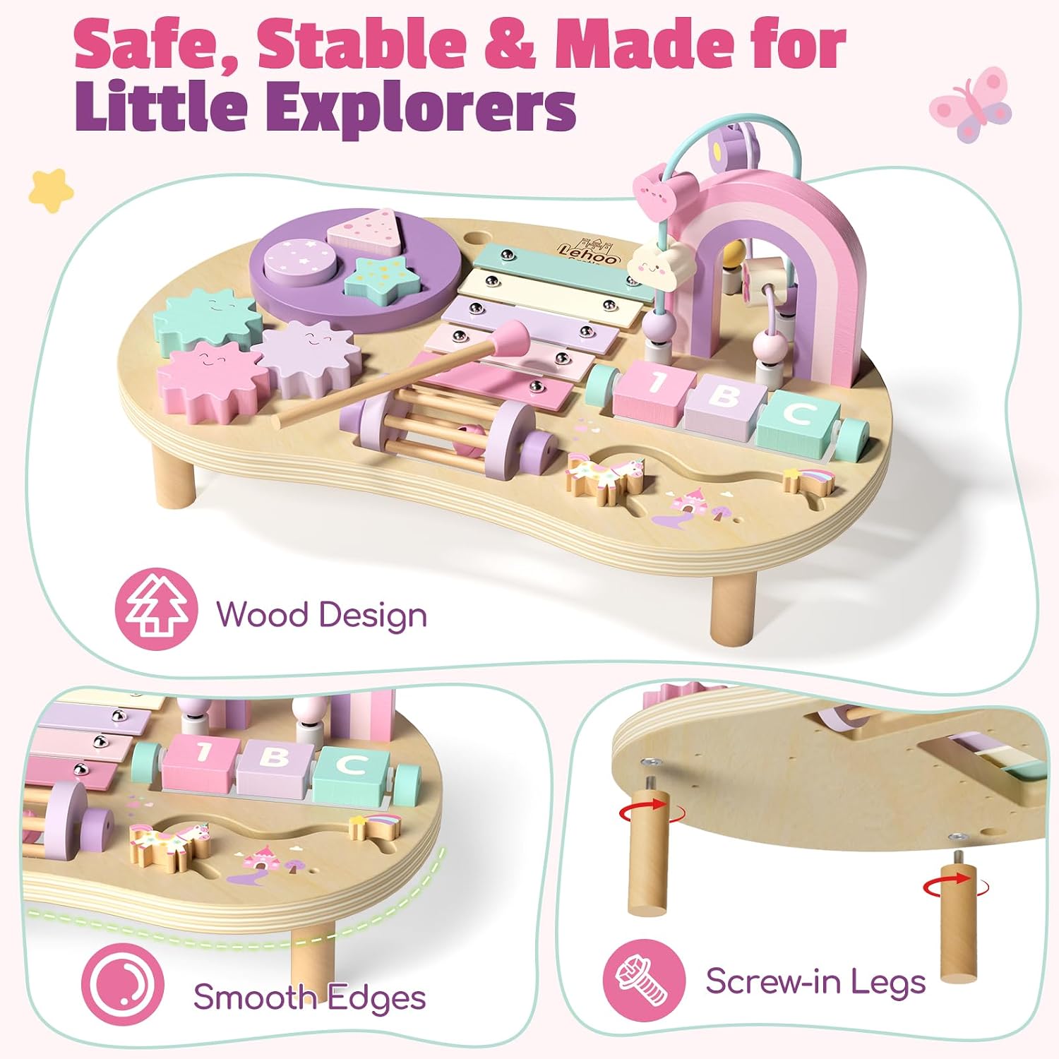 Detalle de Lehoo Castle Wooden Activity Table, 7-in-1