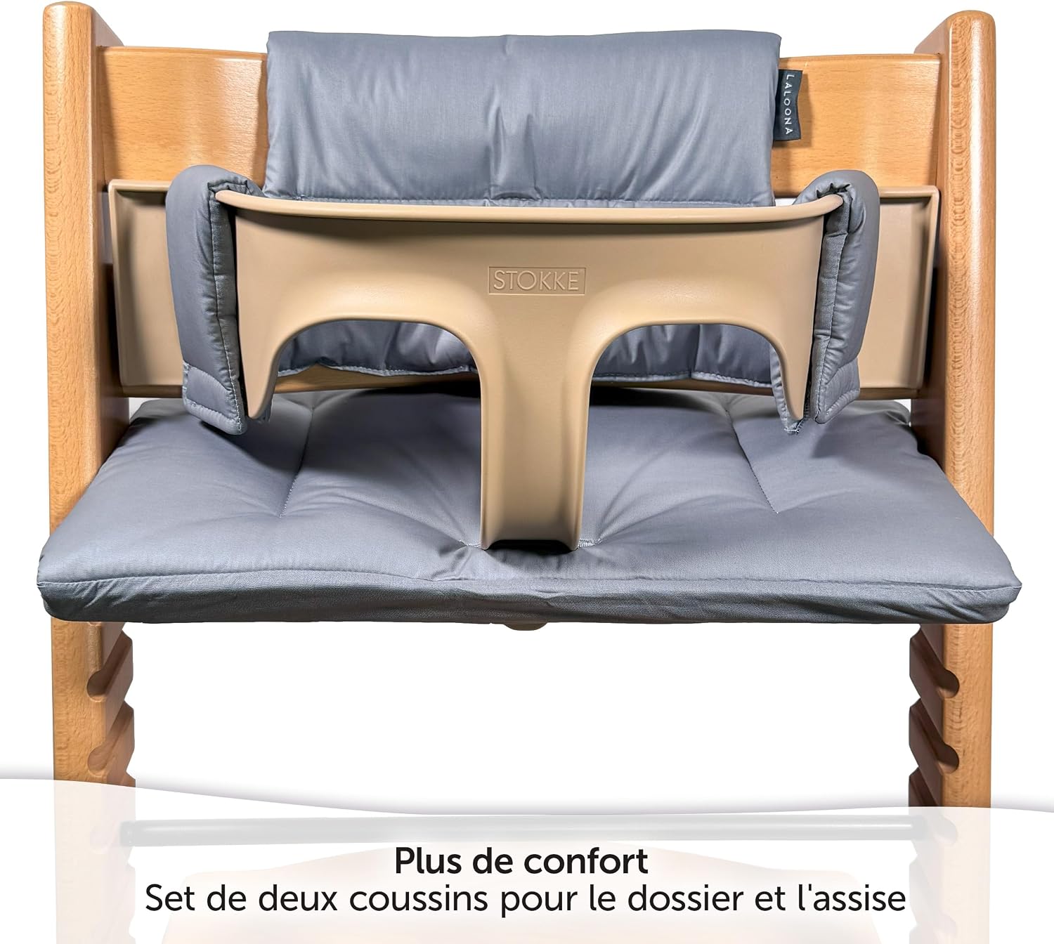 Detalle de LaLoona Coussin Chaise Haute Bébé pour Stokke Tripp Trapp – Assise Bebe 2 Pièces, Gris