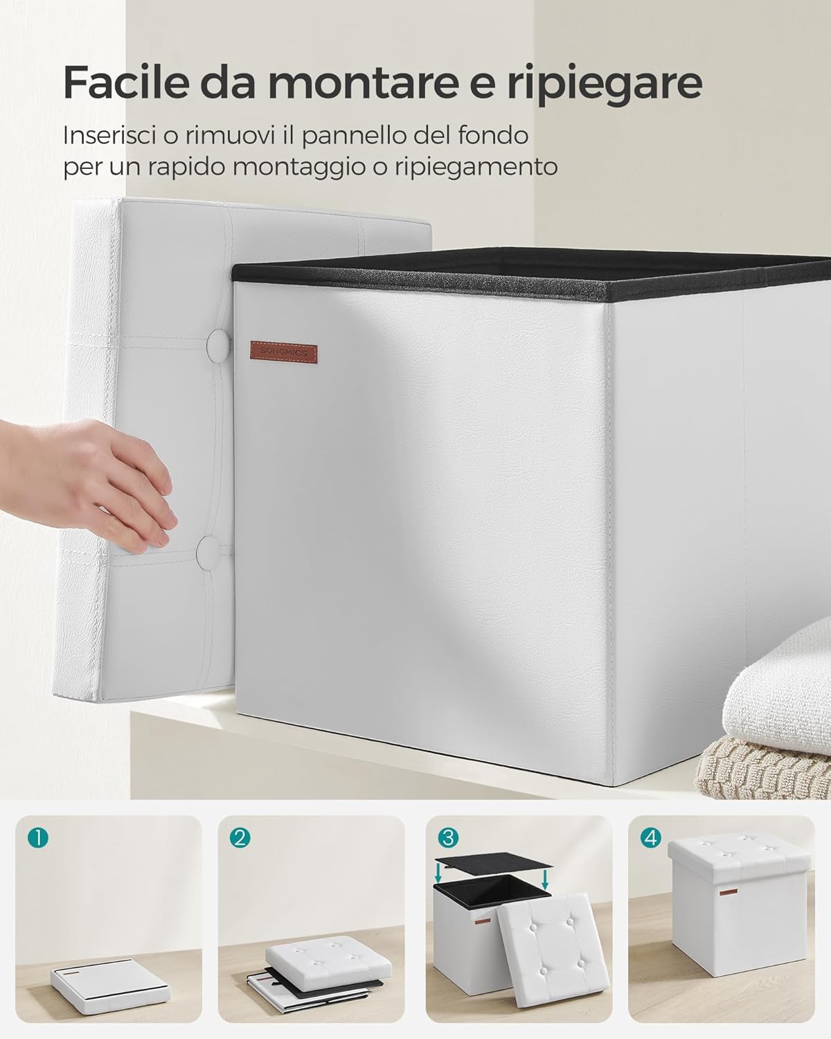 Thumbnail 5 de SONGMICS Pouf contenitore pieghevole LSF030K11 da 38 cm con portata fino a 300 kg