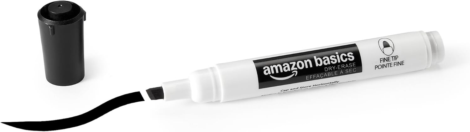 Detalle de Amazon Basics Low-Odor Whiteboard Markers (36-pack) – Black, Chisel Tip