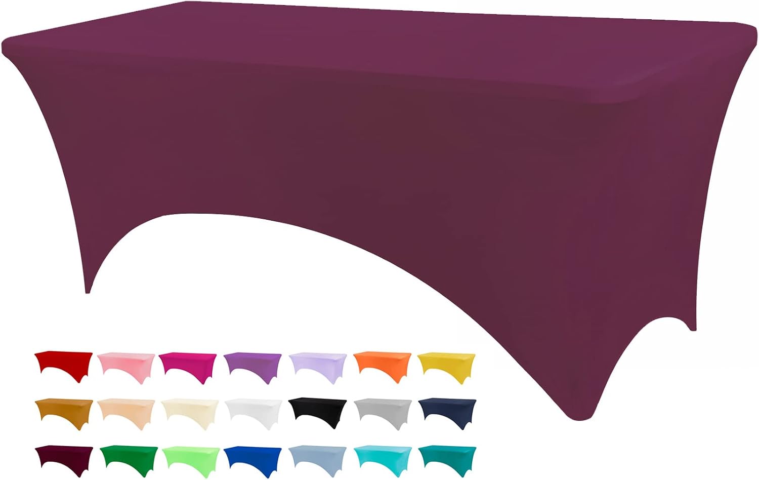 Detalle de BDDC 4ft Fitted Burgundy Spandex Table Cover (Stretch, Wrinkle-Resistant, Washable)