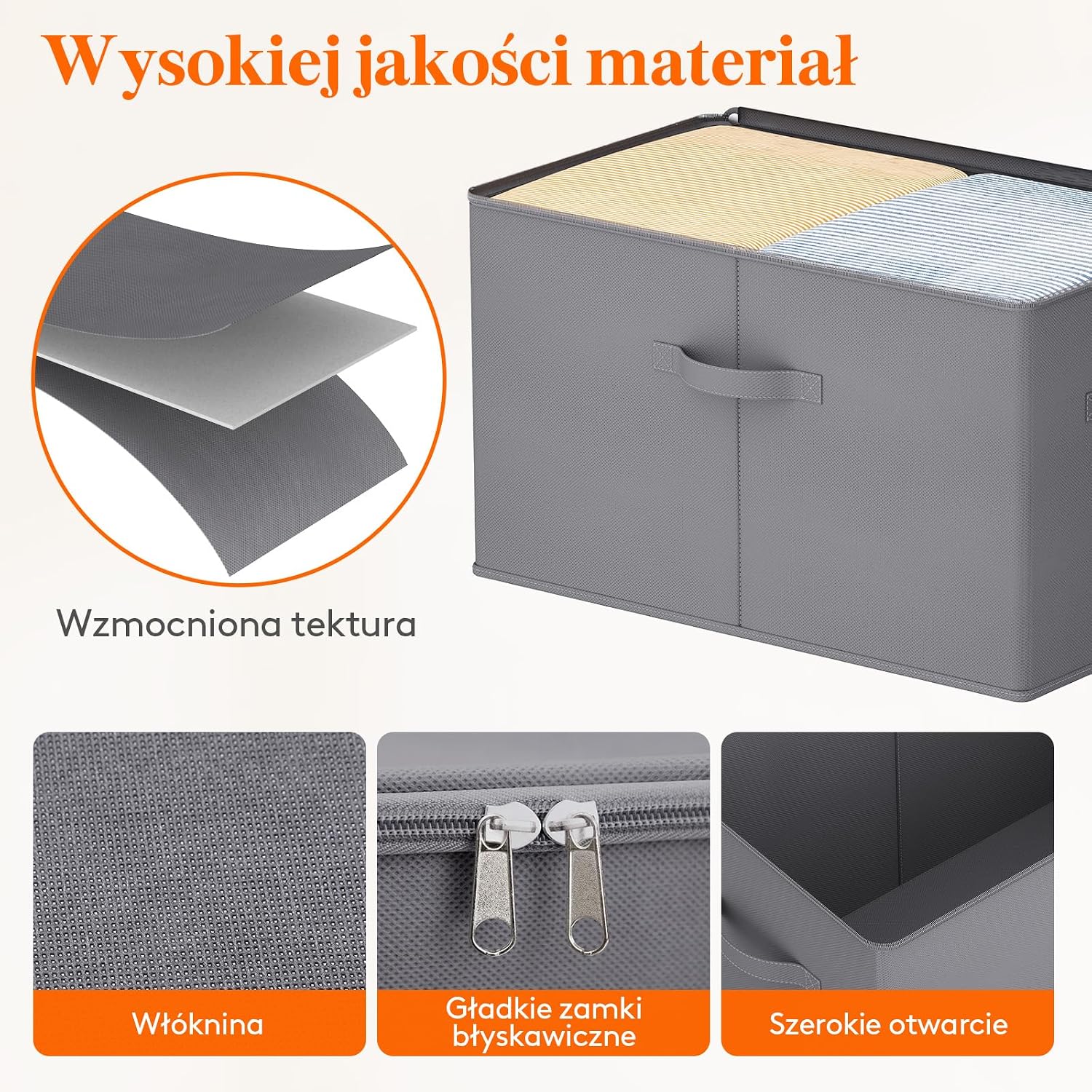 Detalle de Lifewit 24300 – zestaw 6 tekstylnych pudełek z pokrywą, 56 × 33 × 32 cm
