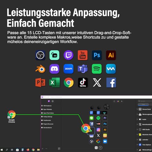 Detalle de Basicolor N1 Stream Controller Deck 3-in-1: 15 tasti LCD, Numpad e Calcolatrice per streaming e produttività