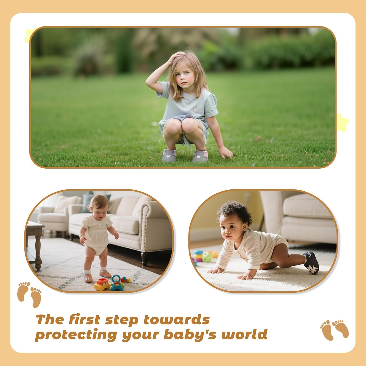 Thumbnail 4 de Mejale chaussons bébé en cuir doux à dessin animé étoiles, premiers pas antidérapants