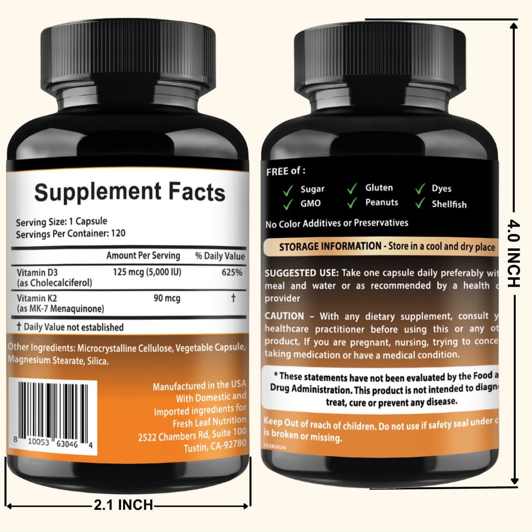 Thumbnail 6 de VITBOOST Vitamin D3 K2 Complex, 5,000 IU D3, MK-7, 120 Capsules
