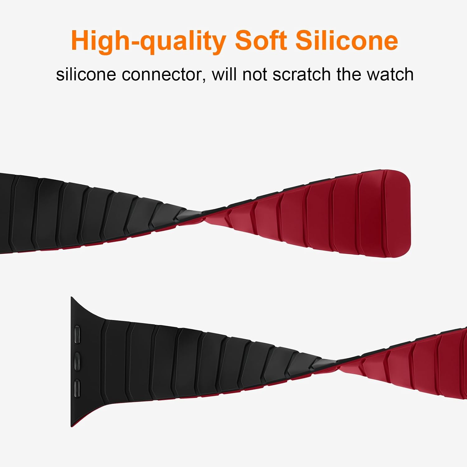 Detalle de Tasikar Magnetic Silicone Watch Strap for Apple Watch (42–49mm) – Black–Red, 26g
