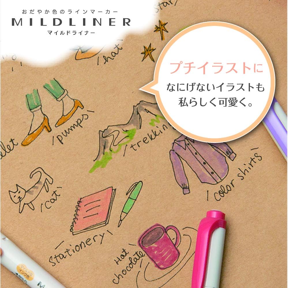 Detalle de ゼブラ マイルドライナー WKT7-25C 蛍光ペン 25色セット・水性顔料インク