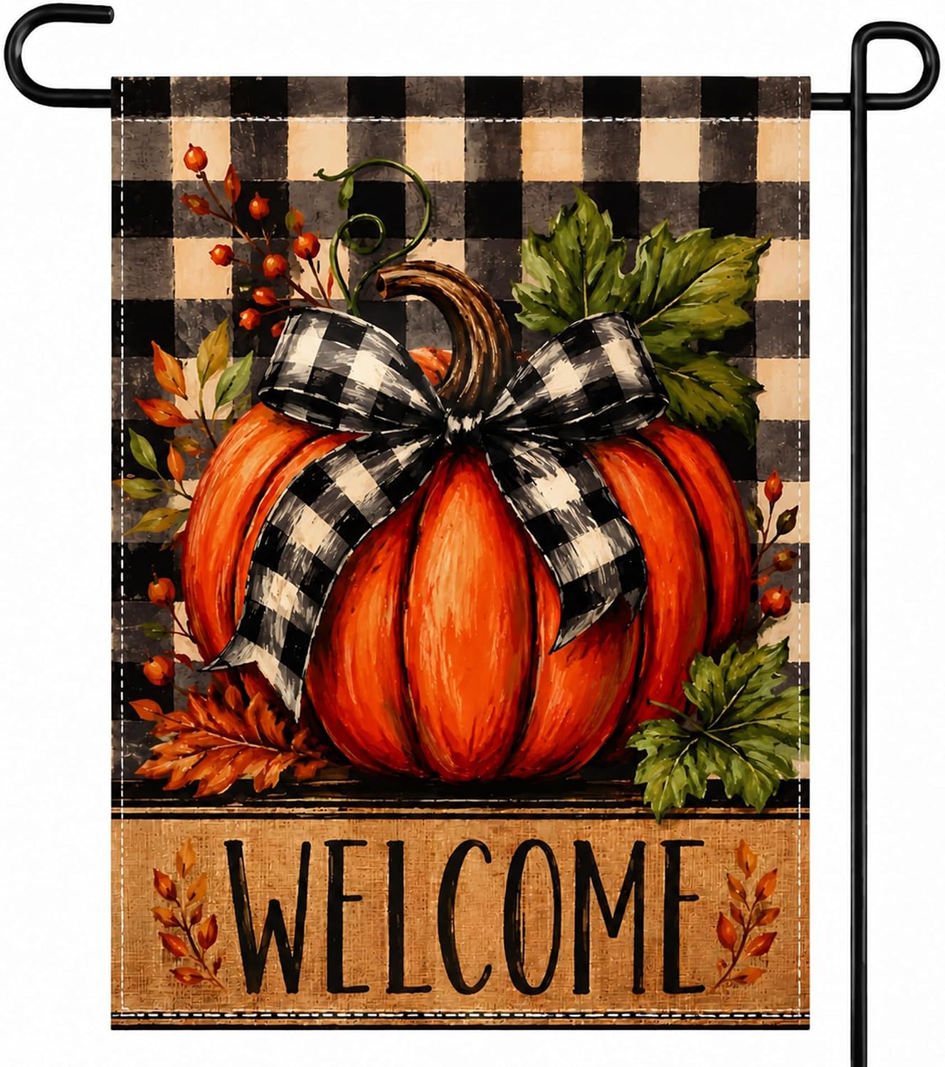 Detalle de Pumpkin Welcome Garden Flag 12 x 18 inches