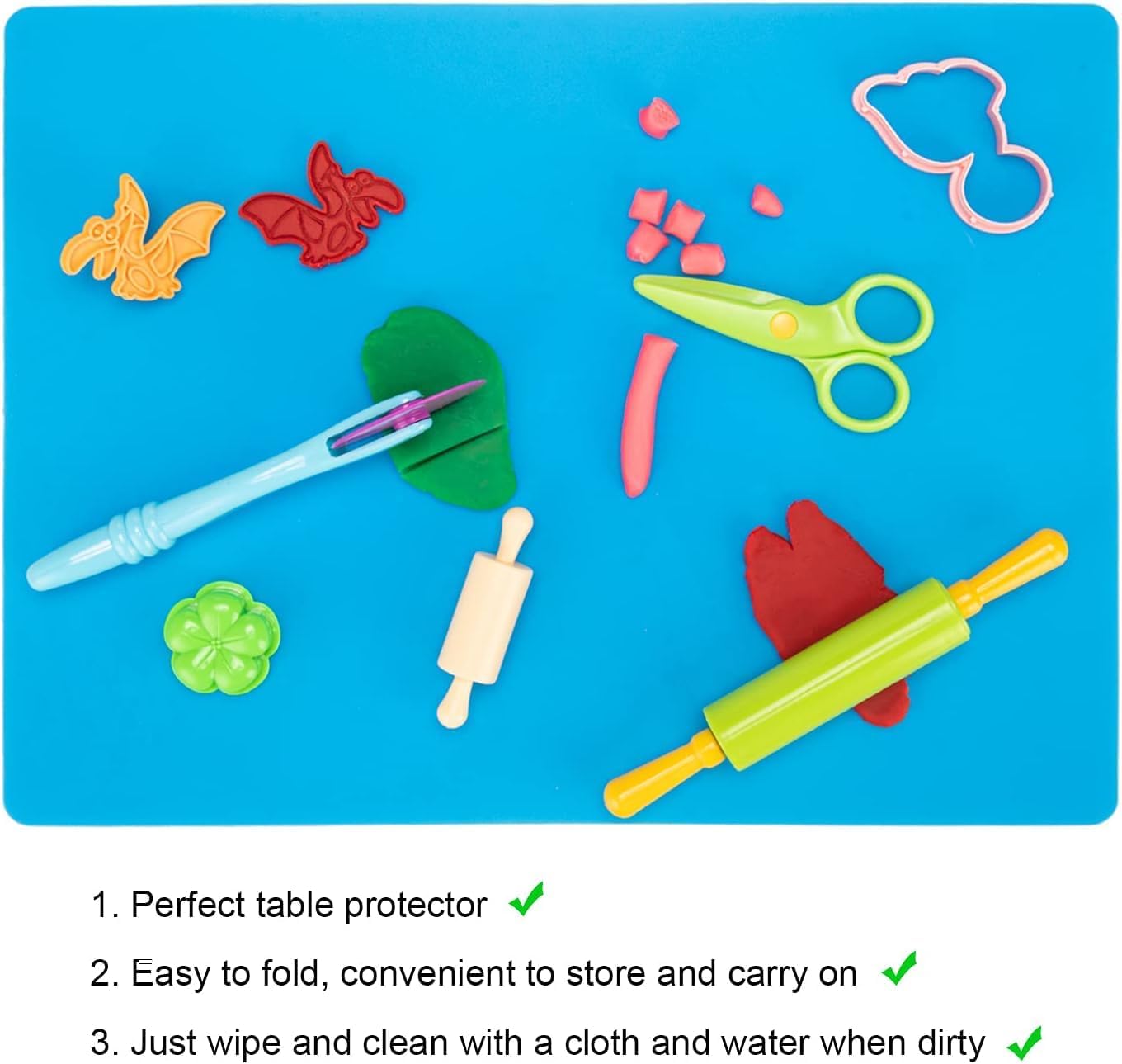 Thumbnail 5 de Kids dough tools & cutters set (41 pieces) with rolling pin, moulds, scissors, play mat and storage bag