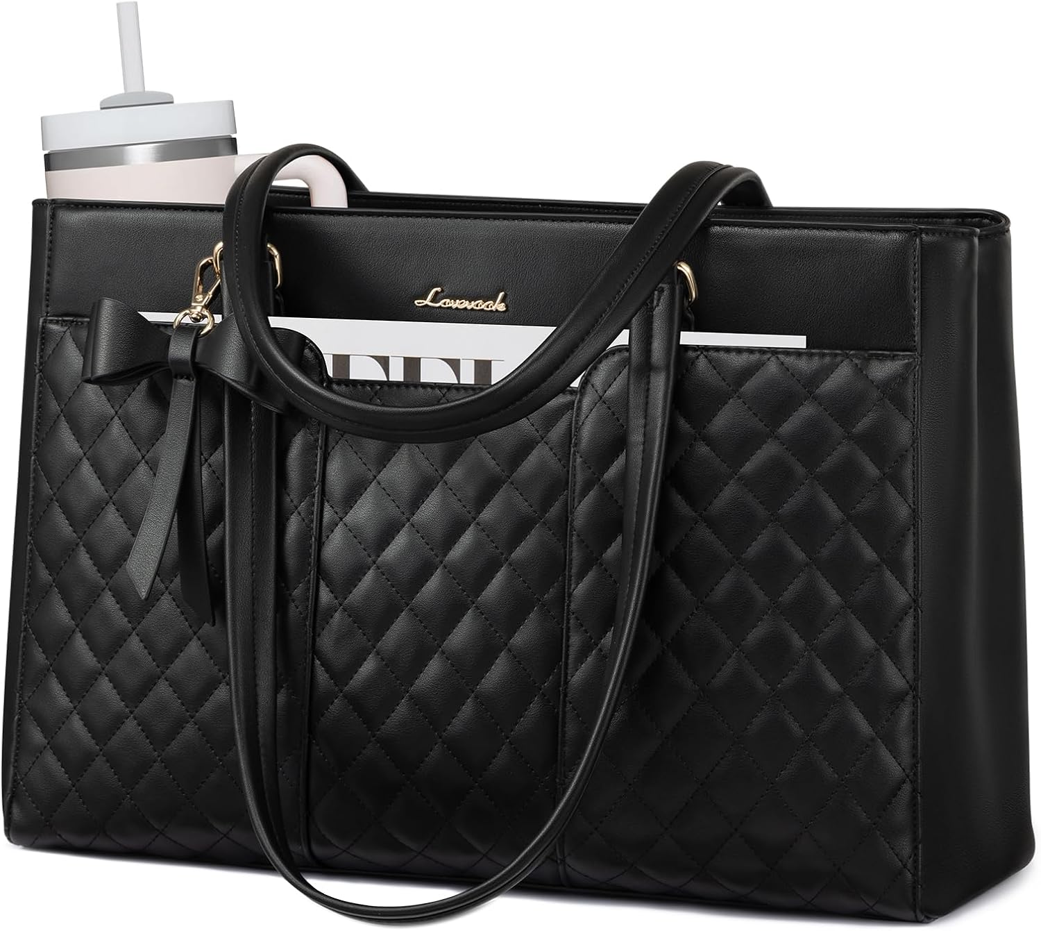 Thumbnail 4 de LOVEVOOK Damen Handtasche groß mit Laptopfach bis 15,6 Zoll – Steppmuster Shopper/Aktentasche