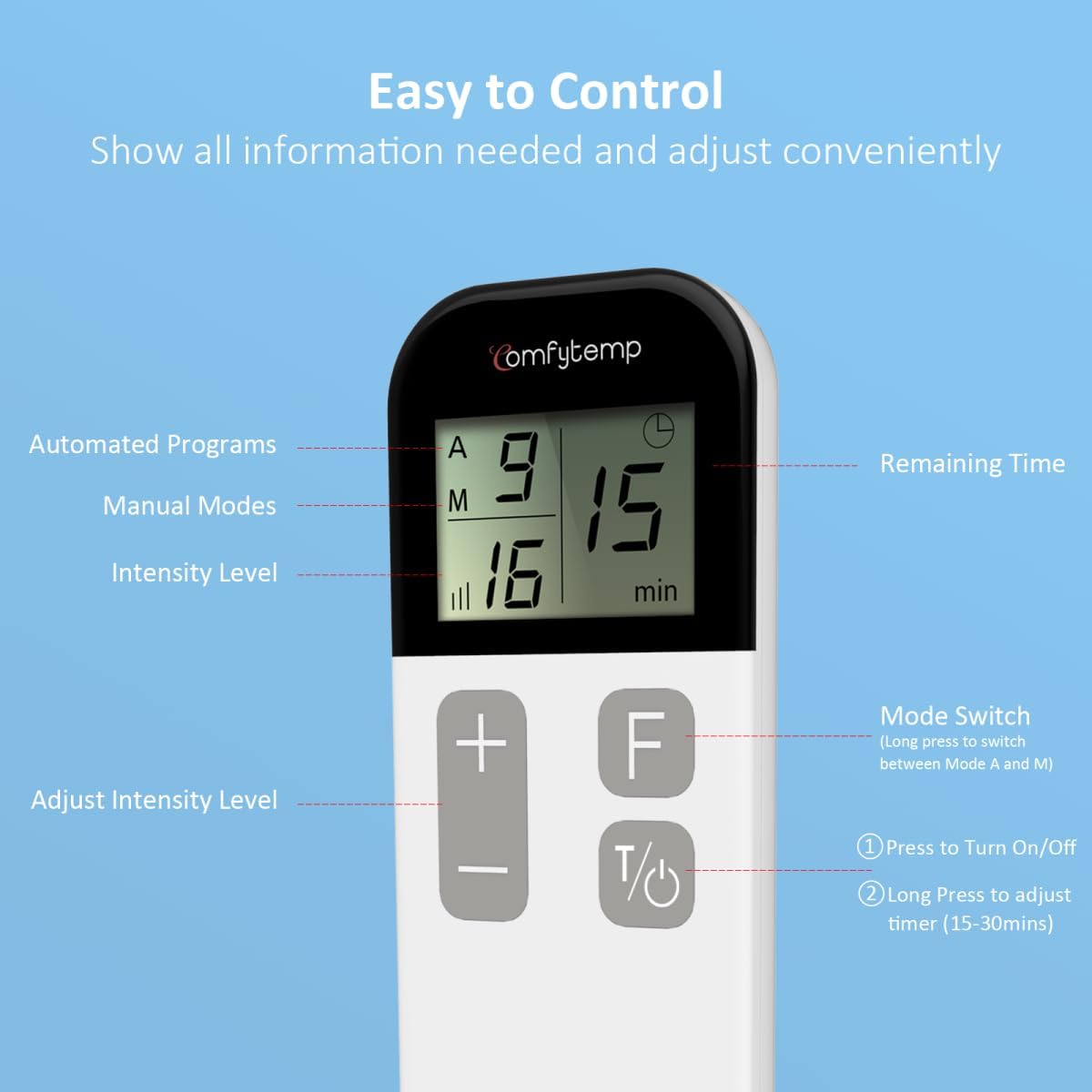 Thumbnail 3 de Comfytemp Wireless TENS Machine 15‑mode for Pain Relief