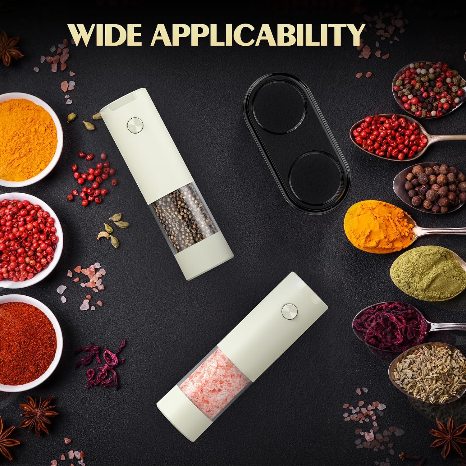 Detalle de Electric Salt and Pepper Grinder Set with 5 Grind Settings