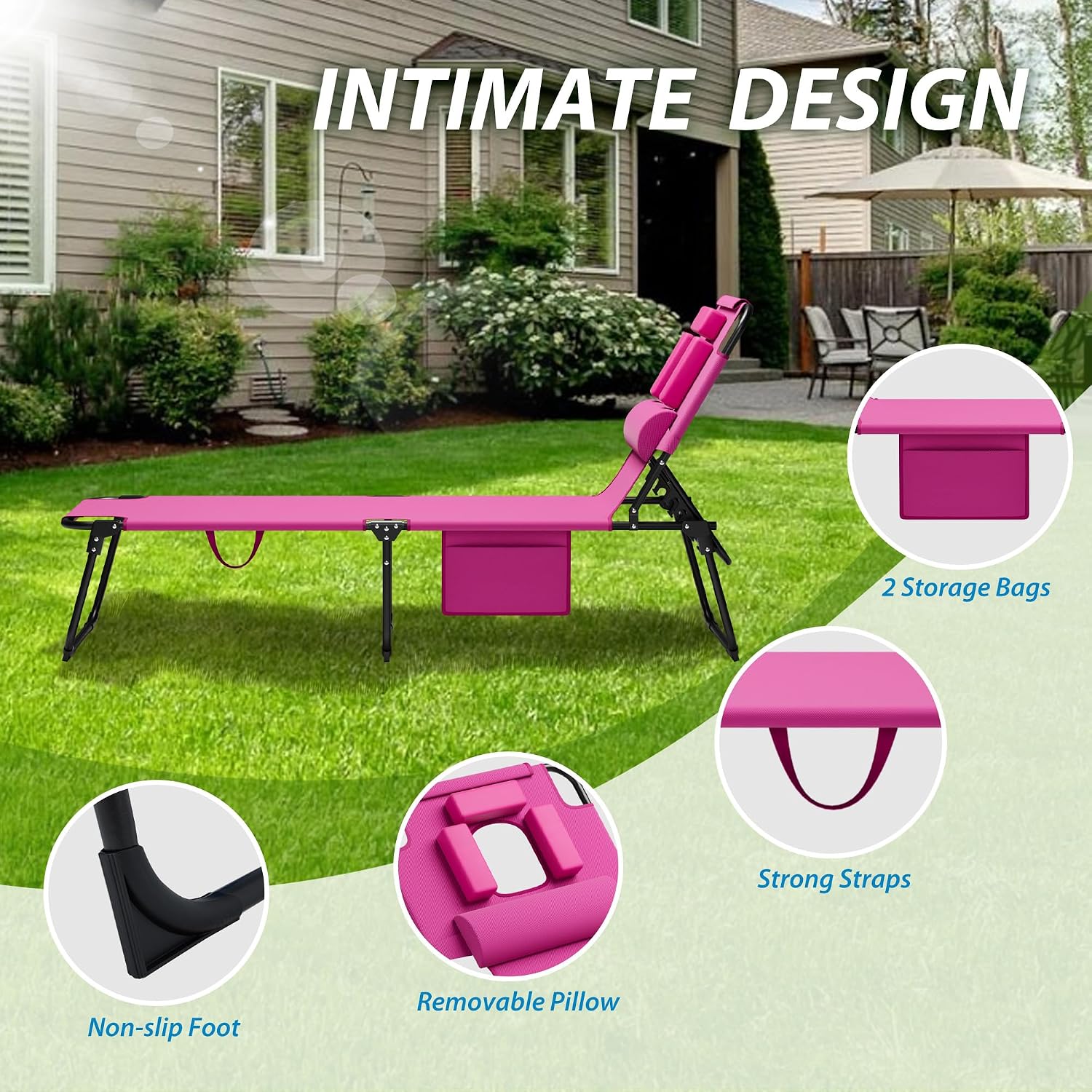 Detalle 2 de Candockway Folding Tanning Chair, 5-Position