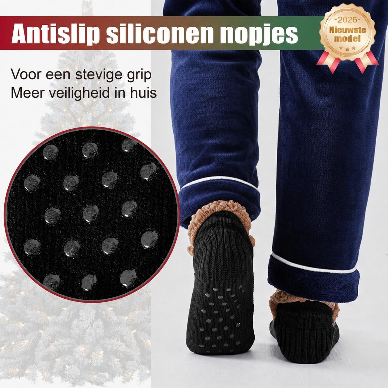 Detalle de Niorasen knuffelsokken voor heren, maat 39-46, dik en antislip