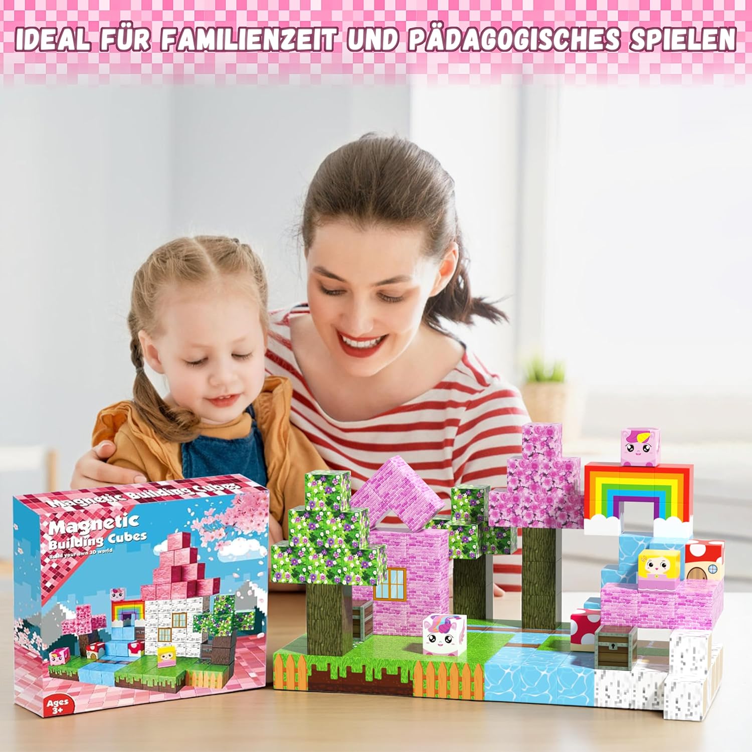 Thumbnail 2 de Trozvyn Magnetische Bausteine 100-Teile – Magnetspielzeug für Einhorn, Wald, Tiere, Schloss