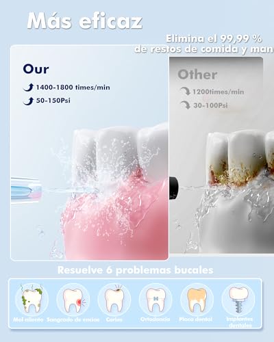 Thumbnail 2 de WAFLOO Irrigador Dental Portátil: 5 Modos, 6 Boquillas y Tanque de 300 ml para Casa y Viaje