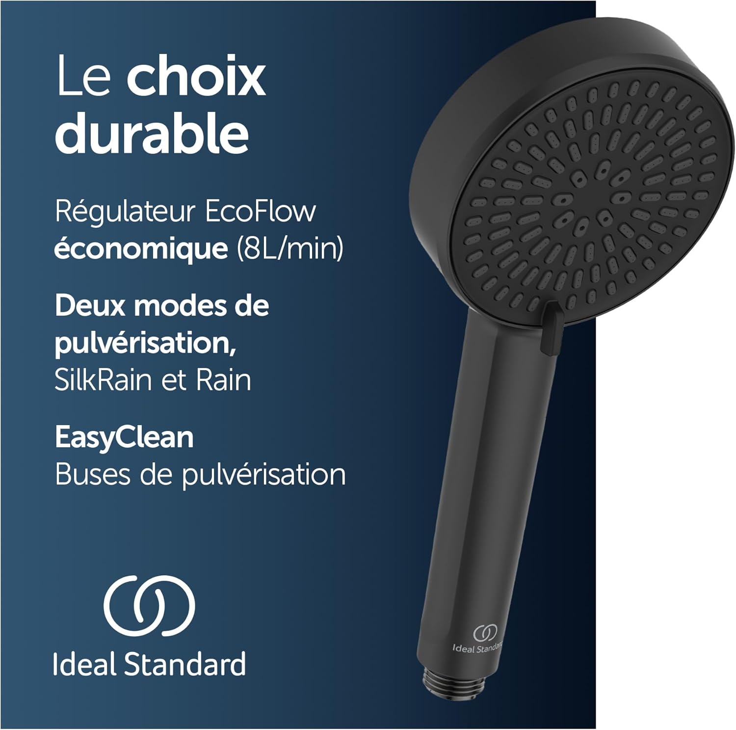 Thumbnail 1 de Ideal Standard Idealrain Alu+ Douchette multi-fonctions – Noir Mat, économie d’eau