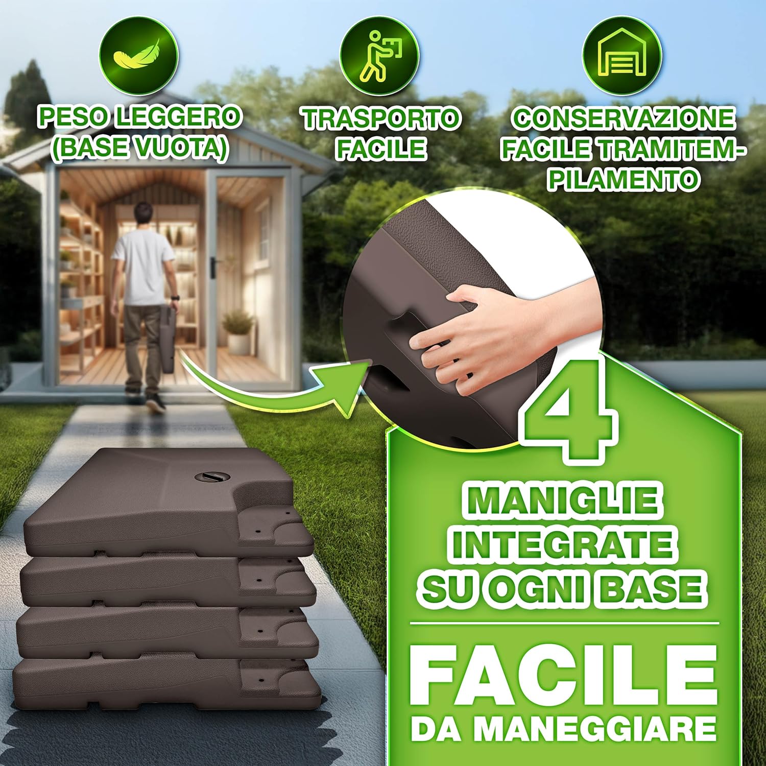 Thumbnail 1 de tillvex Base per Ombrellone 90 L / 120 kg — 4 pezzi per Ombrellone Decentrato con Connettore Metallico