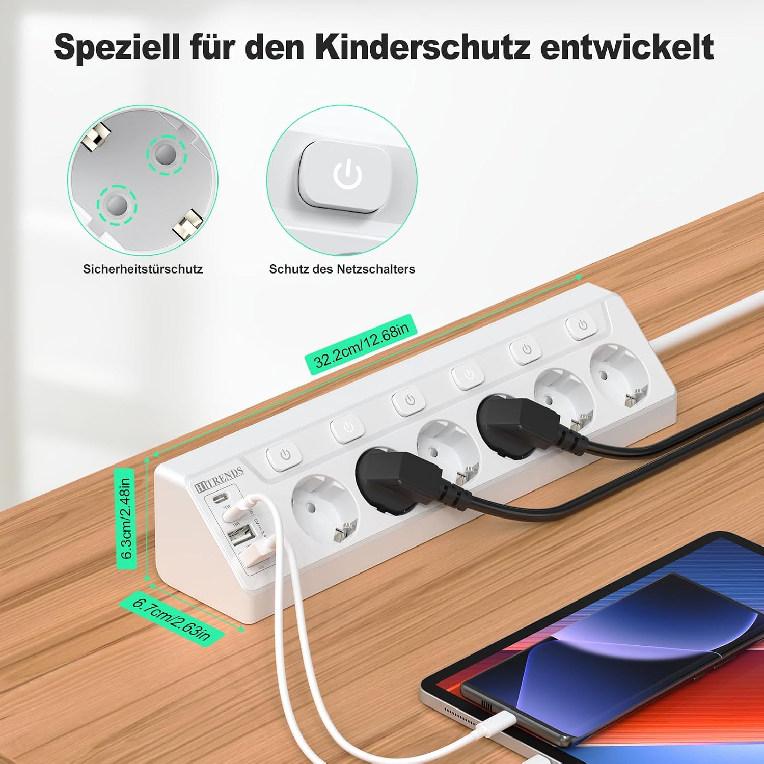 Detalle 2 de HITRENDS Ecksteckdose mit USB 10-in-1