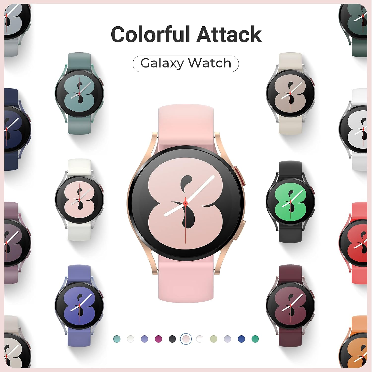 Thumbnail 4 de Higgs 6 Pack Silicone Watch Straps for Galaxy Watch series (40mm–46mm) – Soft, Quick-Release, 6 colours