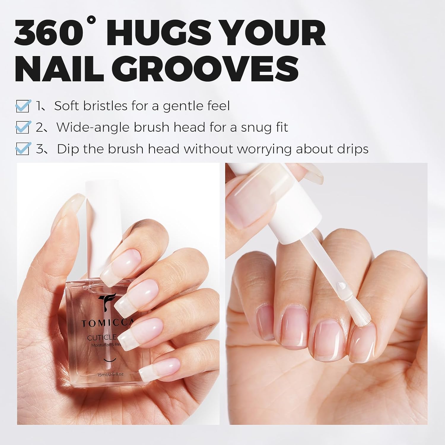Detalle de TOMICCA Huile Cuticules Ongles 15ml – Soin régénérant et hydratant pour cuticules et ongles