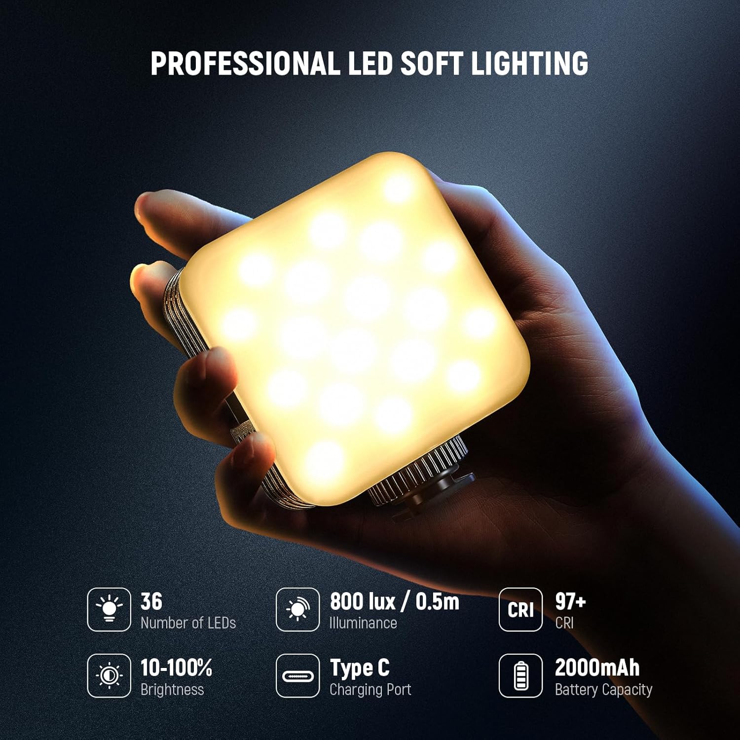 Thumbnail 1 de NEEWER NL-36AI : lampe vidéo LED portable bicolore 3200K–5600K, dimmable