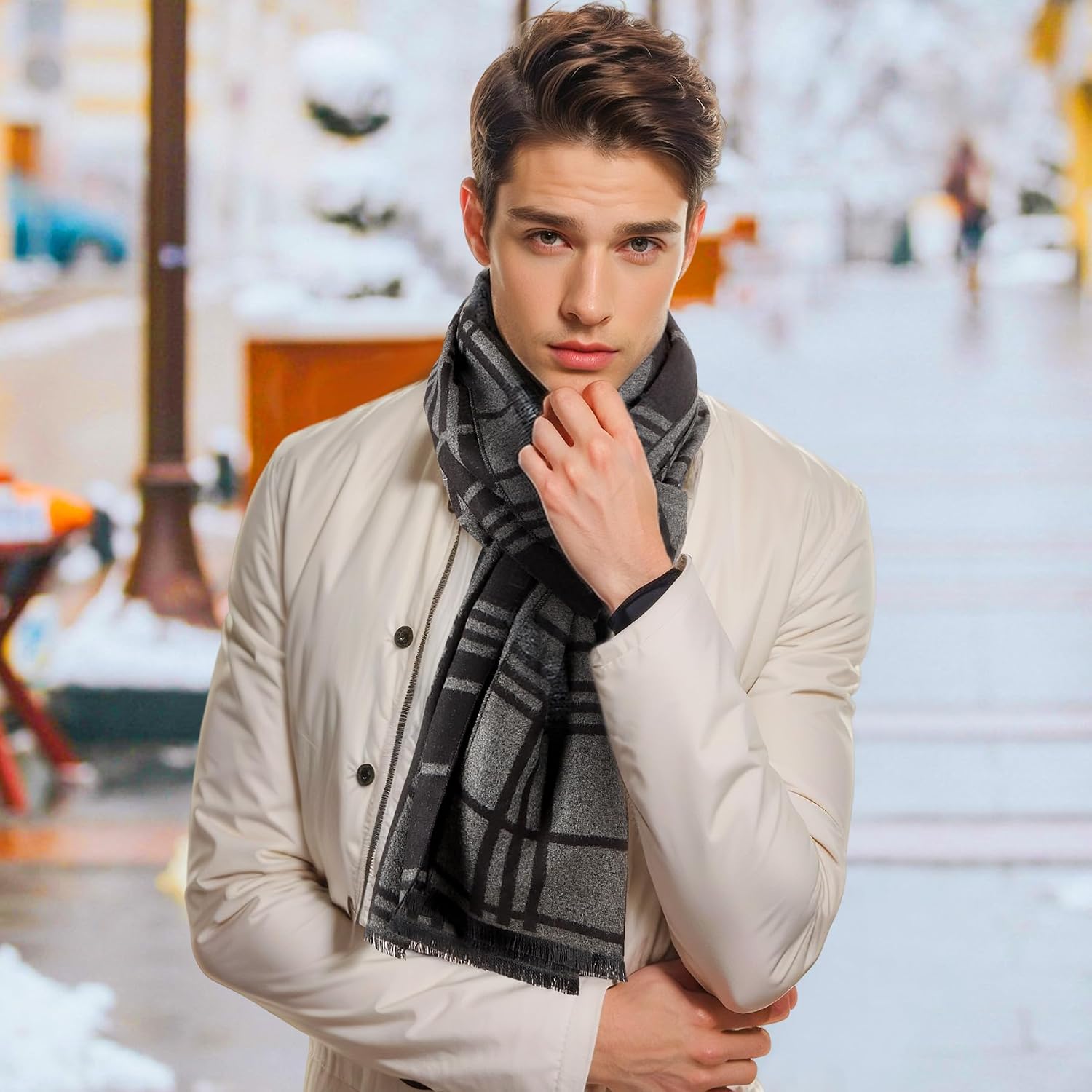 Detalle 2 de Cashmere-like winter scarf, soft and warm
