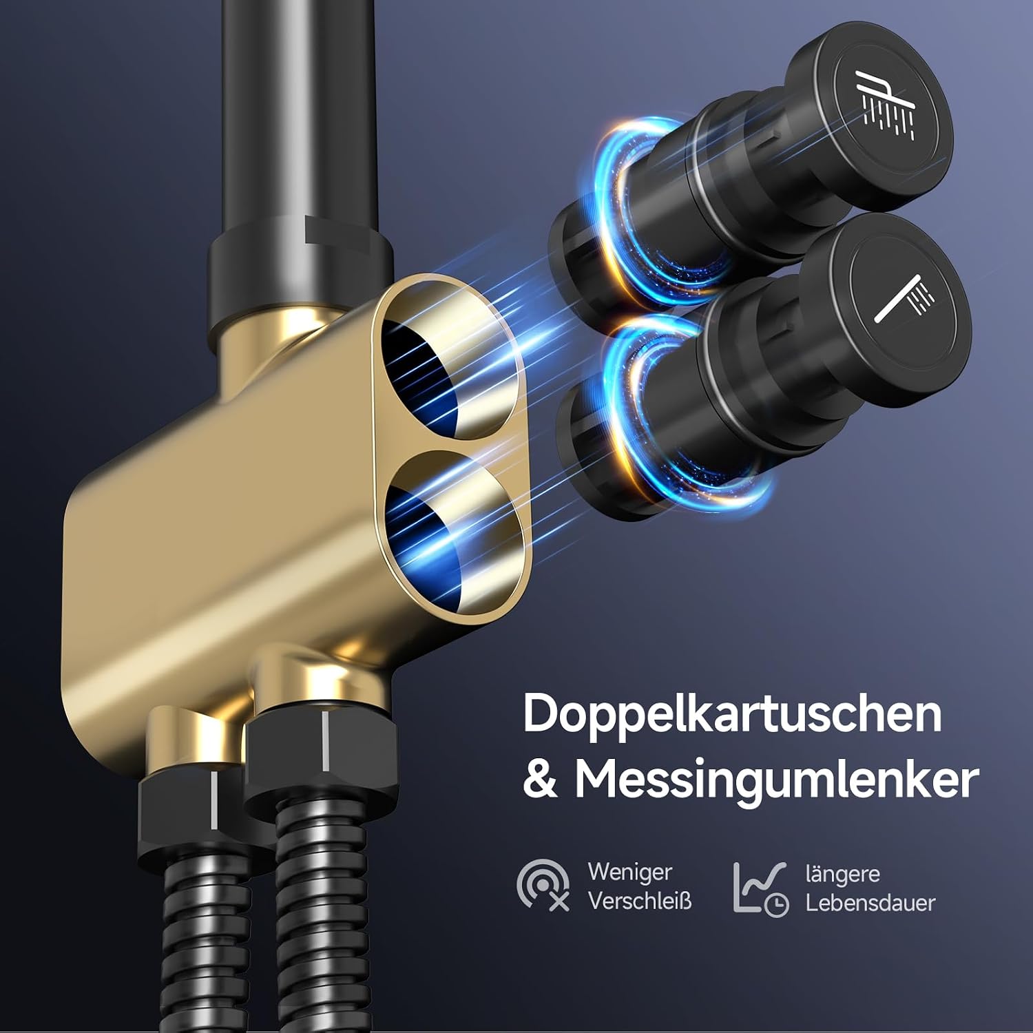 Detalle de Rainsworth Regendusche Chrome – Regenduschekopf 25 × 25 cm, 3 Strahlarten, Duschsystem ohne Armatur