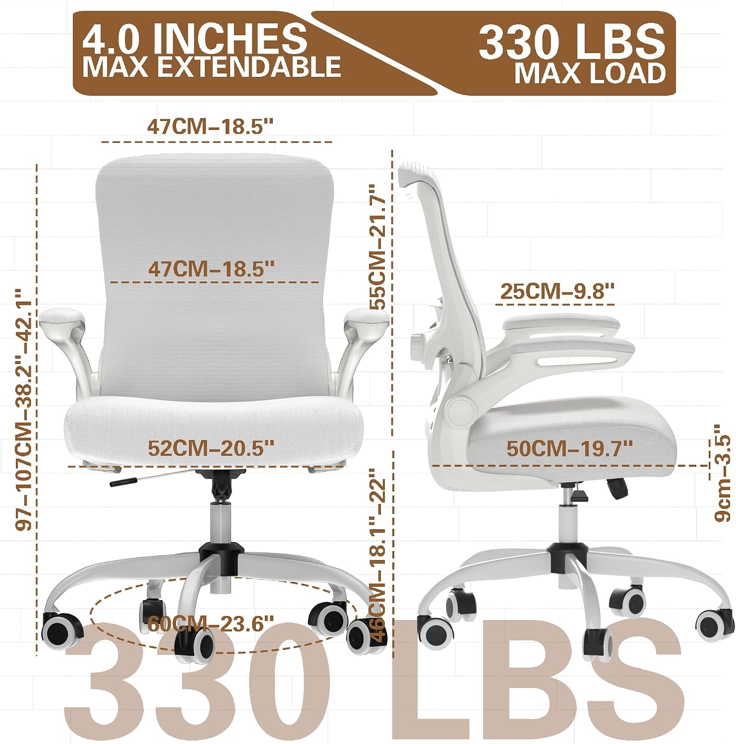 Detalle 2 de Zeonsit 8188B-CA Ergonomic Office Chair, High-Back Mesh, Adjustable Lumbar Support