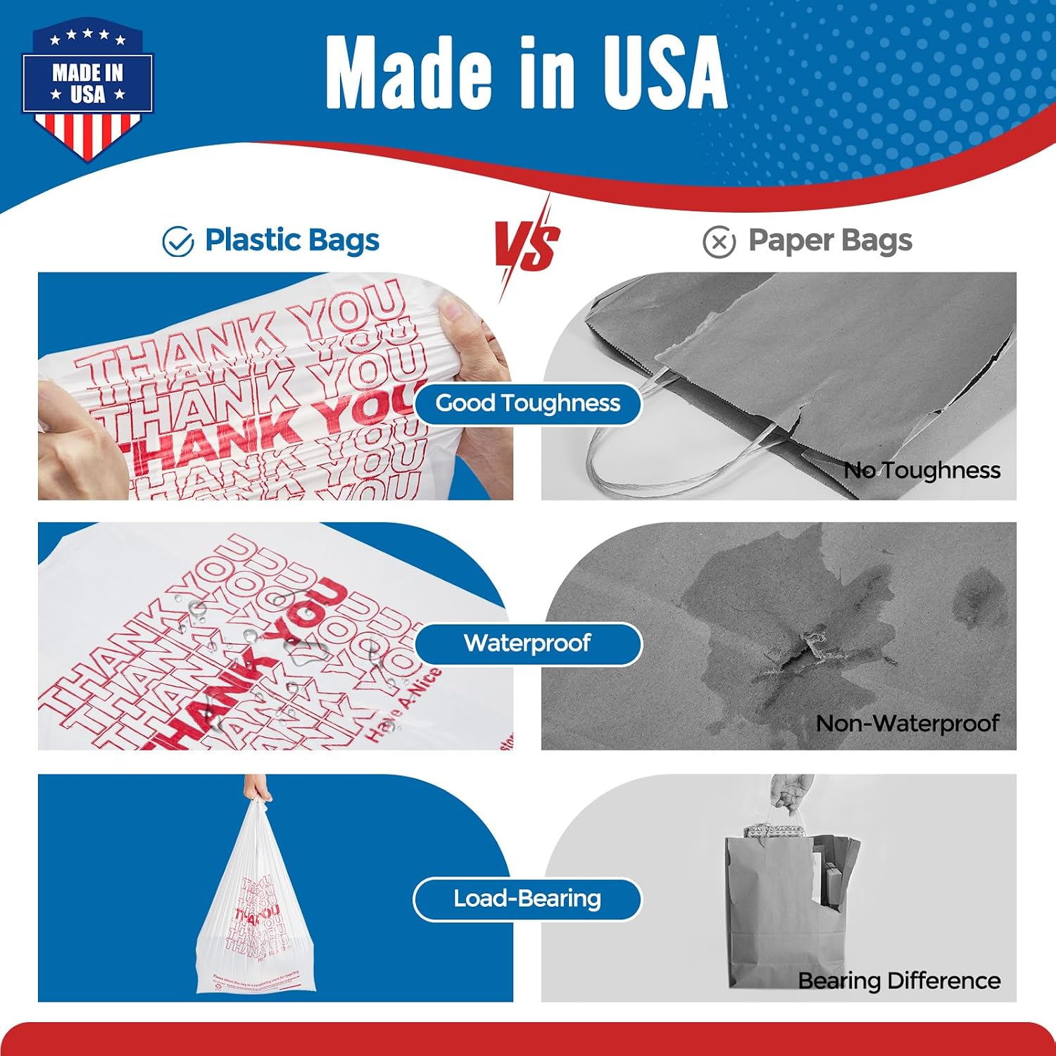 Thumbnail 5 de Fuxury 1000 Count Thank You Plastic Bags (11.5" x 6.5" x 21") — White T-Shirt, Grocery & Take-Out Bags
