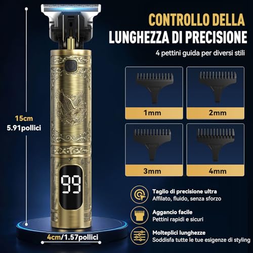 Thumbnail 3 de Solati Tagliacapelli Uomo Professionale: Rasoio elettrico con Display LED, Regolabarba e Kit Rifinitore