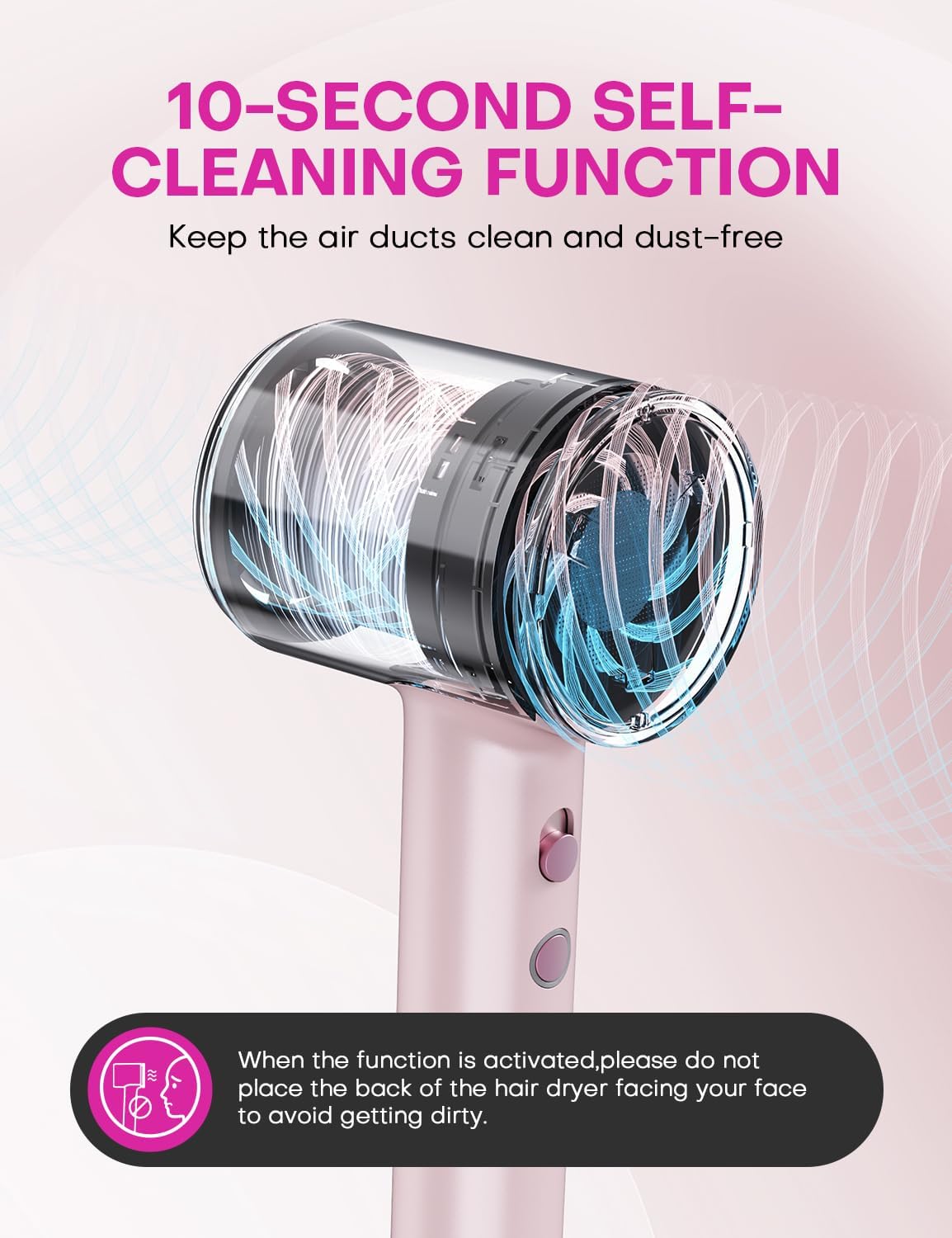 Thumbnail 5 de AROEVE High Speed Ionic Hair Dryer (1600W, 110,000 RPM) with Diffuser – Pink