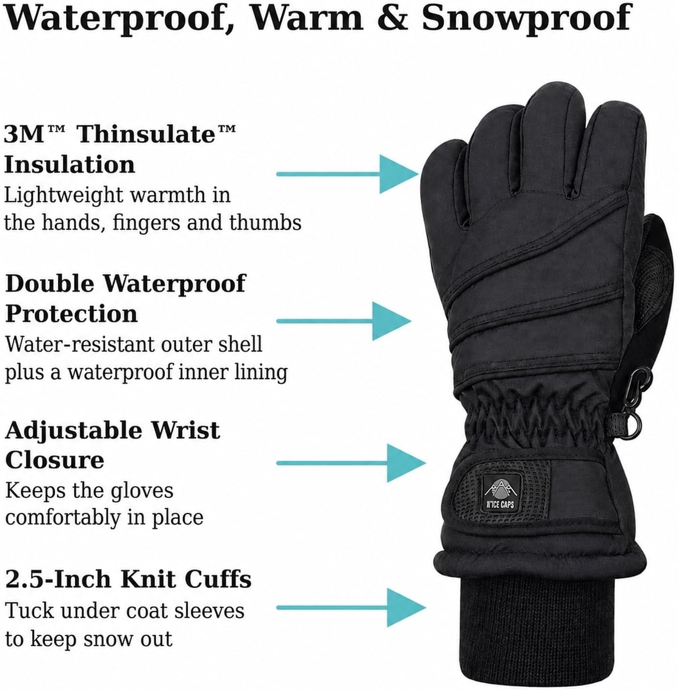Detalle 2 de N'Ice Caps Kids Waterproof Thinsulate Gloves