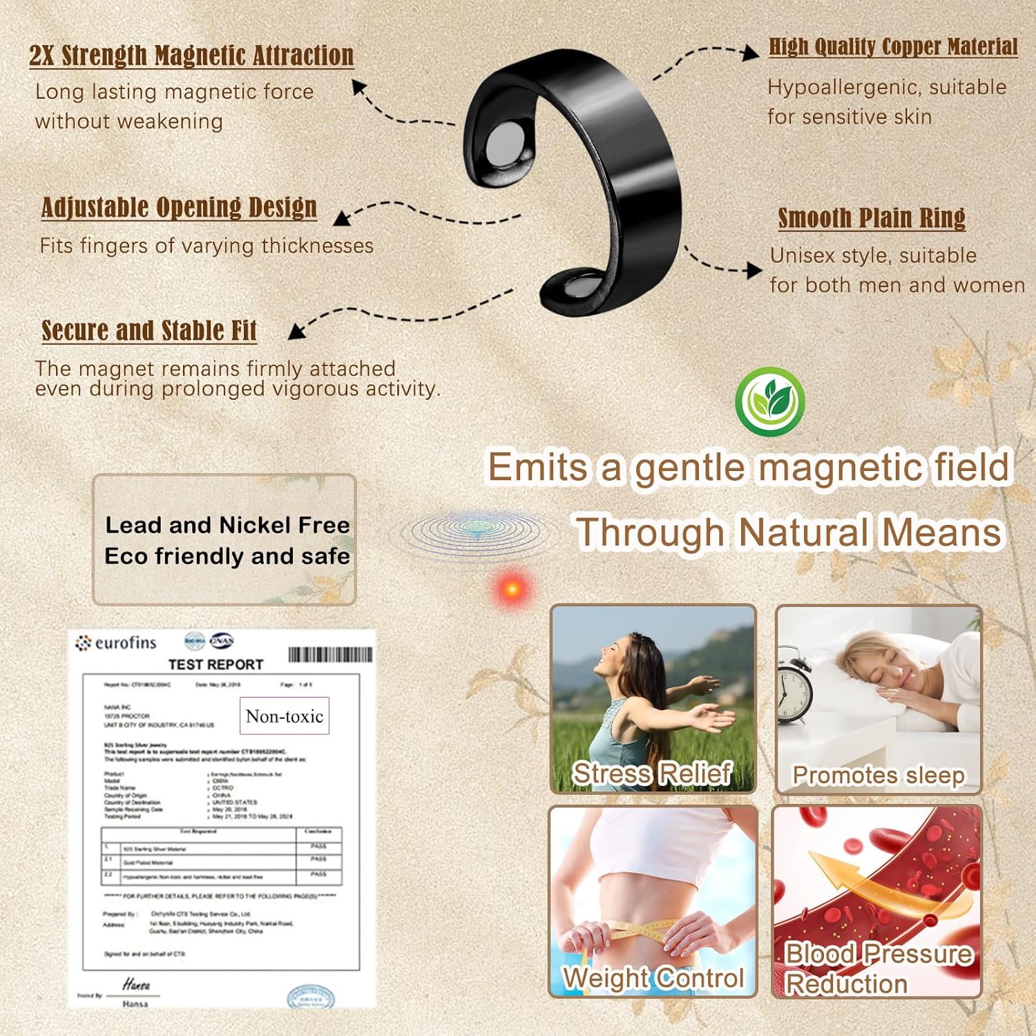Thumbnail 1 de Zecimi Magnetring Silber 2026 – Verstellbarer Anti-Stress Ring mit 2X Magnetkraft
