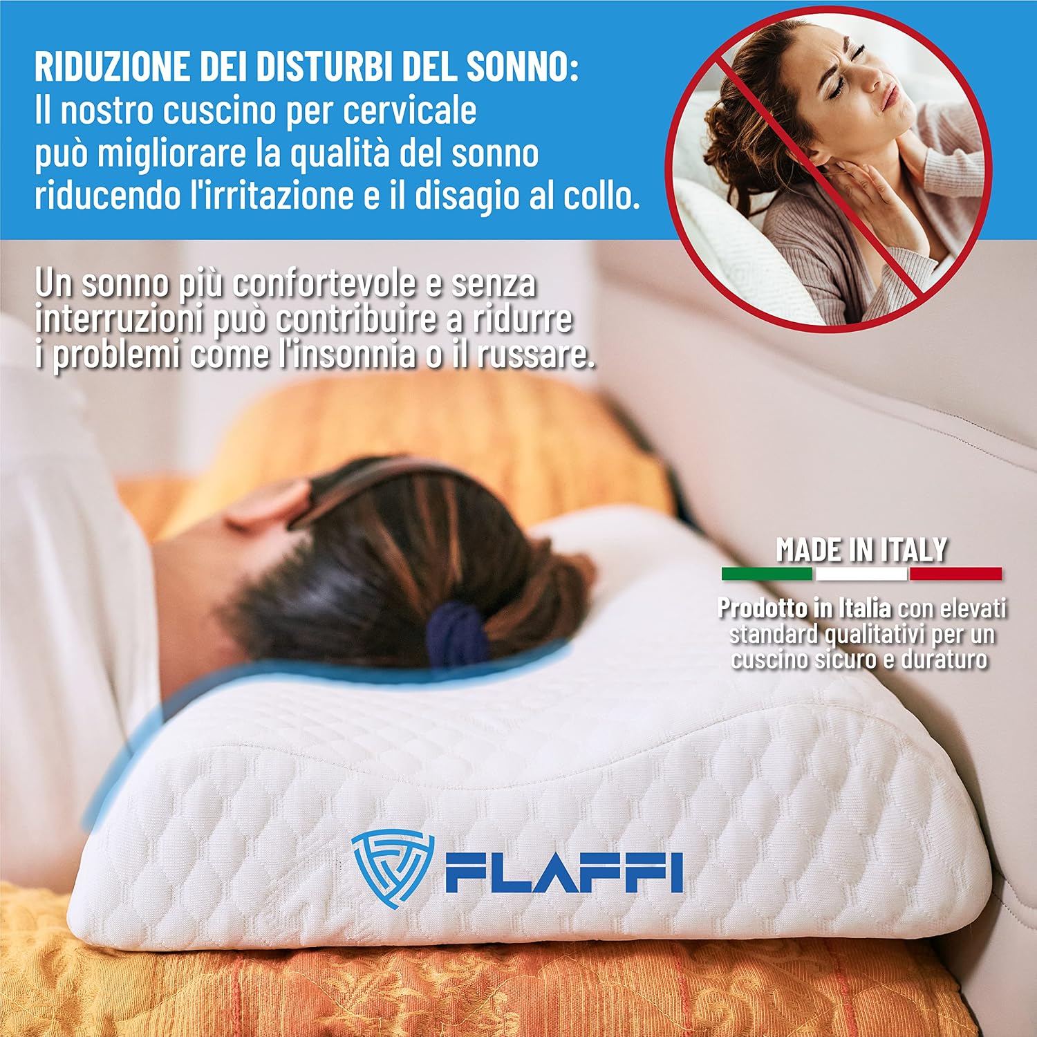 Thumbnail 4 de Cuscino cervicale Flaffi Memory Foam 70x40x12