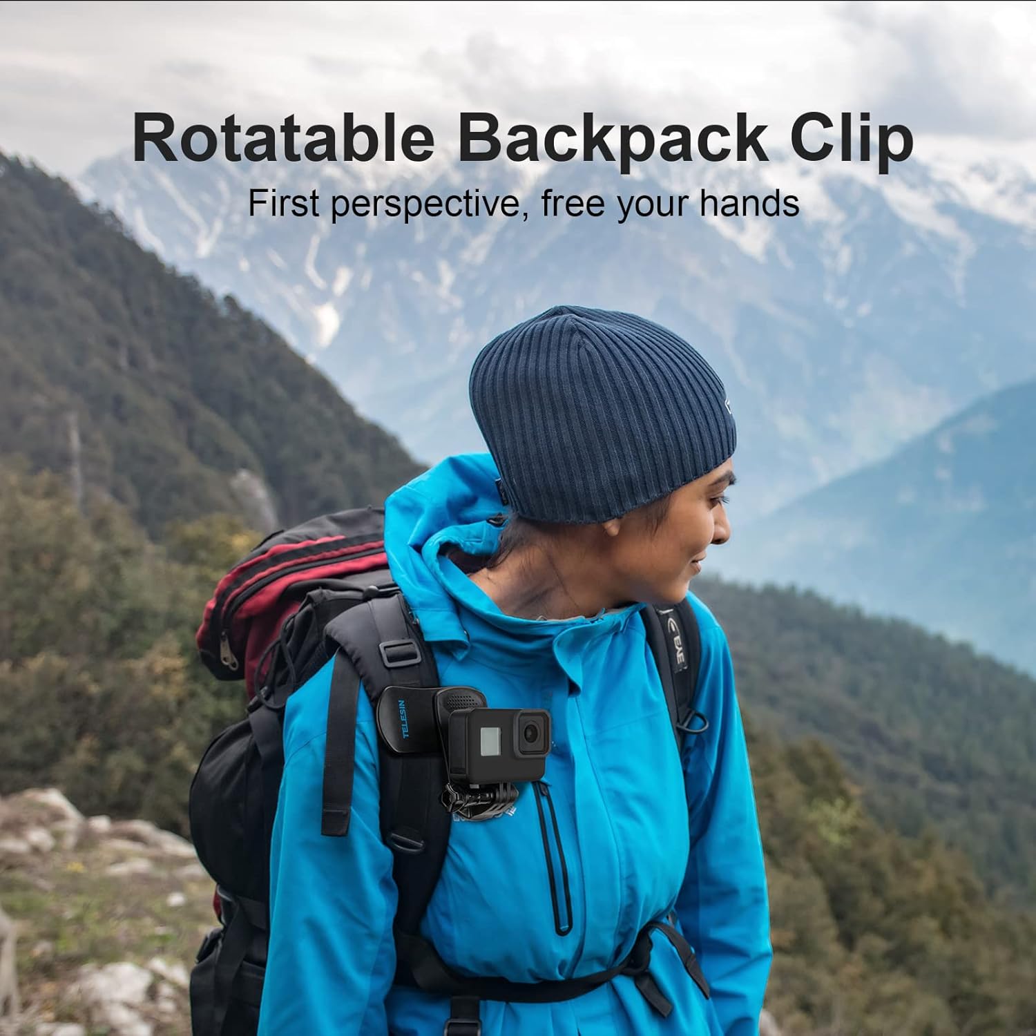 Thumbnail 3 de TELESIN Rucksack Schulter Clip Halterung für GoPro Hero 13–4, Insta360 X4/X5, DJI Osmo Action & Pocket – 360° Drehwinkel, Schnellverschluss