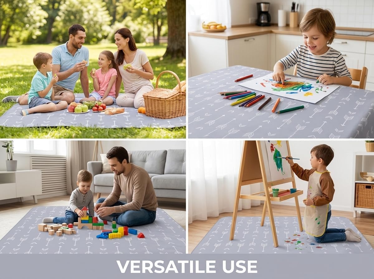 Thumbnail 6 de WOMUMON Baby Splat Mat 130x130cm – Waterproof, non-slip, washable under high chairs