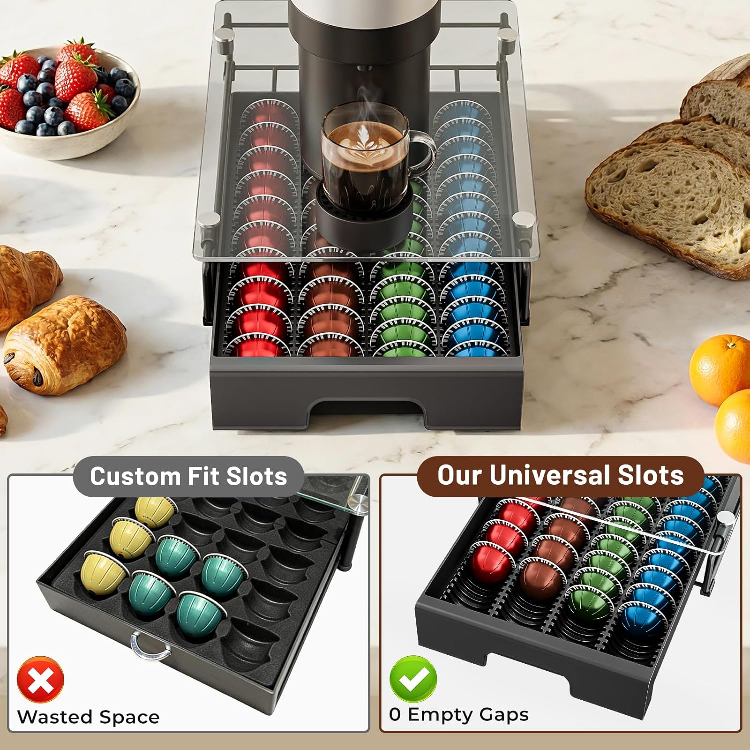 Thumbnail 6 de EVERIE Coffee Pod Drawer Organizer for Nespresso Vertuo Capsules (Pull-Out Drawer, Holds Up to 40/52)