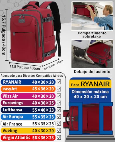 Detalle 2 de LYNXCHER Mochila de Cabina 40x30x20 cm 24L para Ryanair y otras aerolíneas — 15,6'' portátil