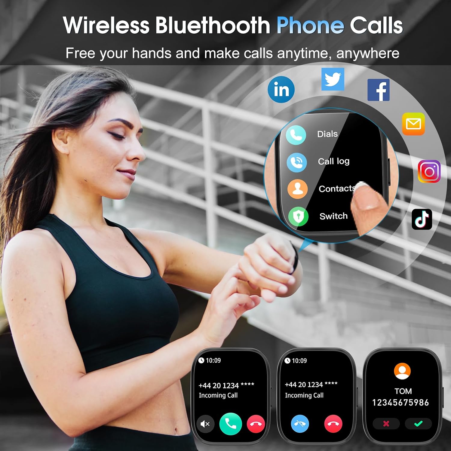 Detalle de Ddidbi Smartwatch Uomo Donna 1,85'': smartwatch con chiamate Bluetooth, 112 modalità sportive e GPS-less