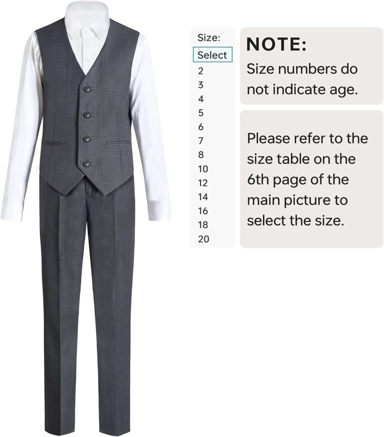 Detalle de Happy Dolphin Boys’ Formal Suit Set for Weddings & Communions, Adjustable Waist