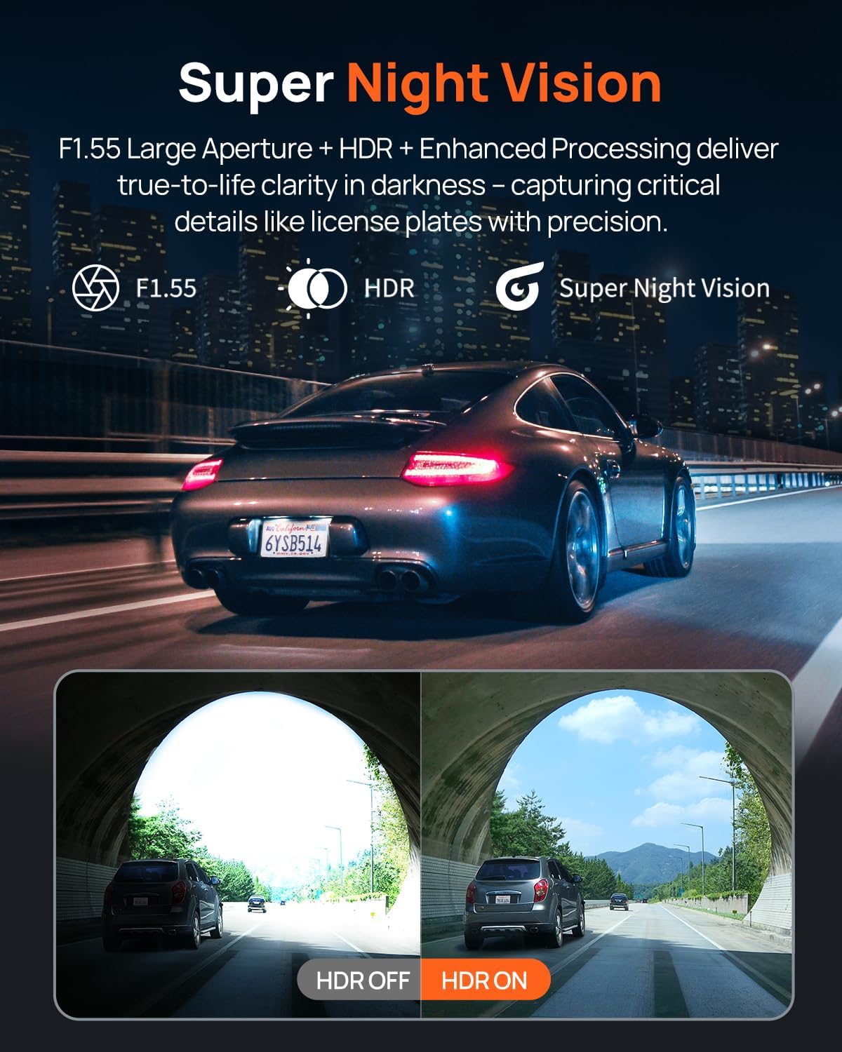 Thumbnail 2 de 70mai Dash Cam Front and Rear A410 (2.5K+1080P) with HDR, GPS & Wi‑Fi, 64GB card included