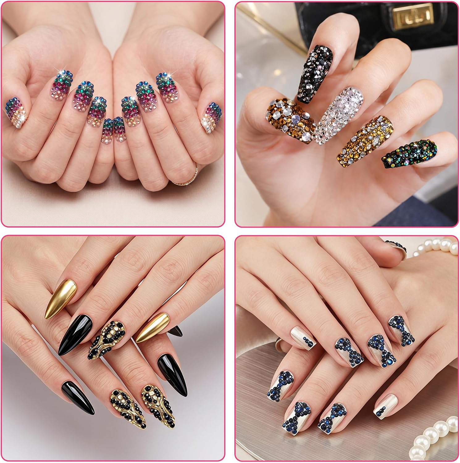 Detalle de WUIOWPPIC 42 Colours Nail Art Rhinestones Bedazzling Kit – 36,800 Pieces