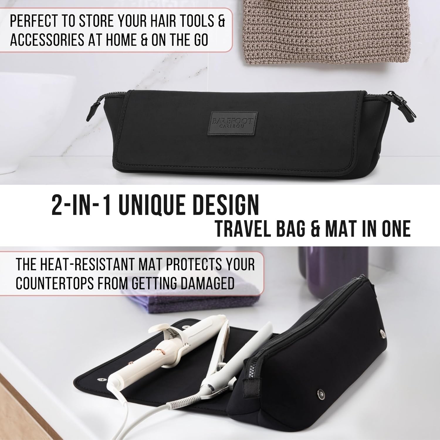 Detalle de Barefoot Caribou Hair Tools Travel Bag and Heat Resistant Mat (15.5")