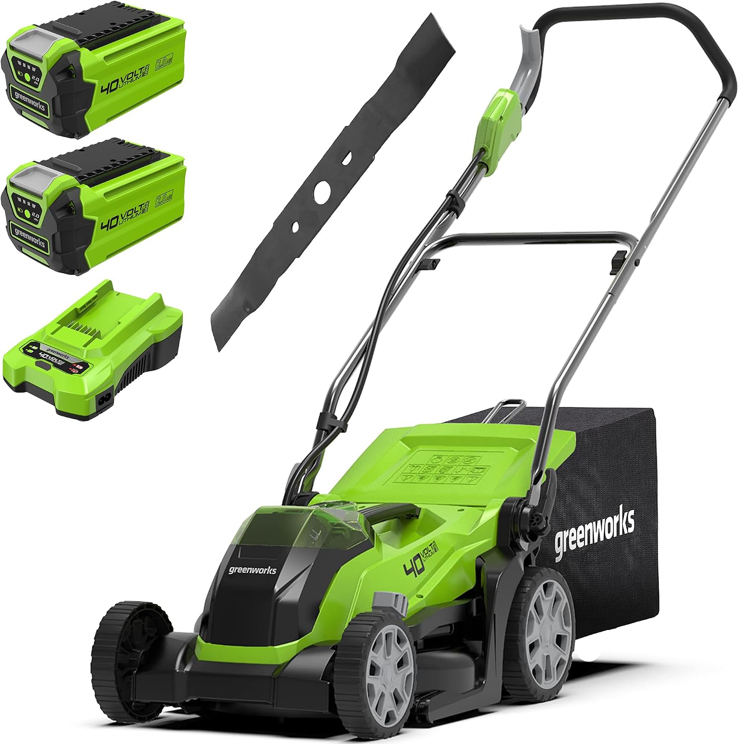 Detalle de Greenworks 40V Cordless Lawnmower for Lawns up to 400m², 35cm Cutting Width,-G40LM35K2X, Green + Greenworks Original 35 cm replacement blade (2920107)
Greenworks 40V Cordless Lawnmower for Lawns up…