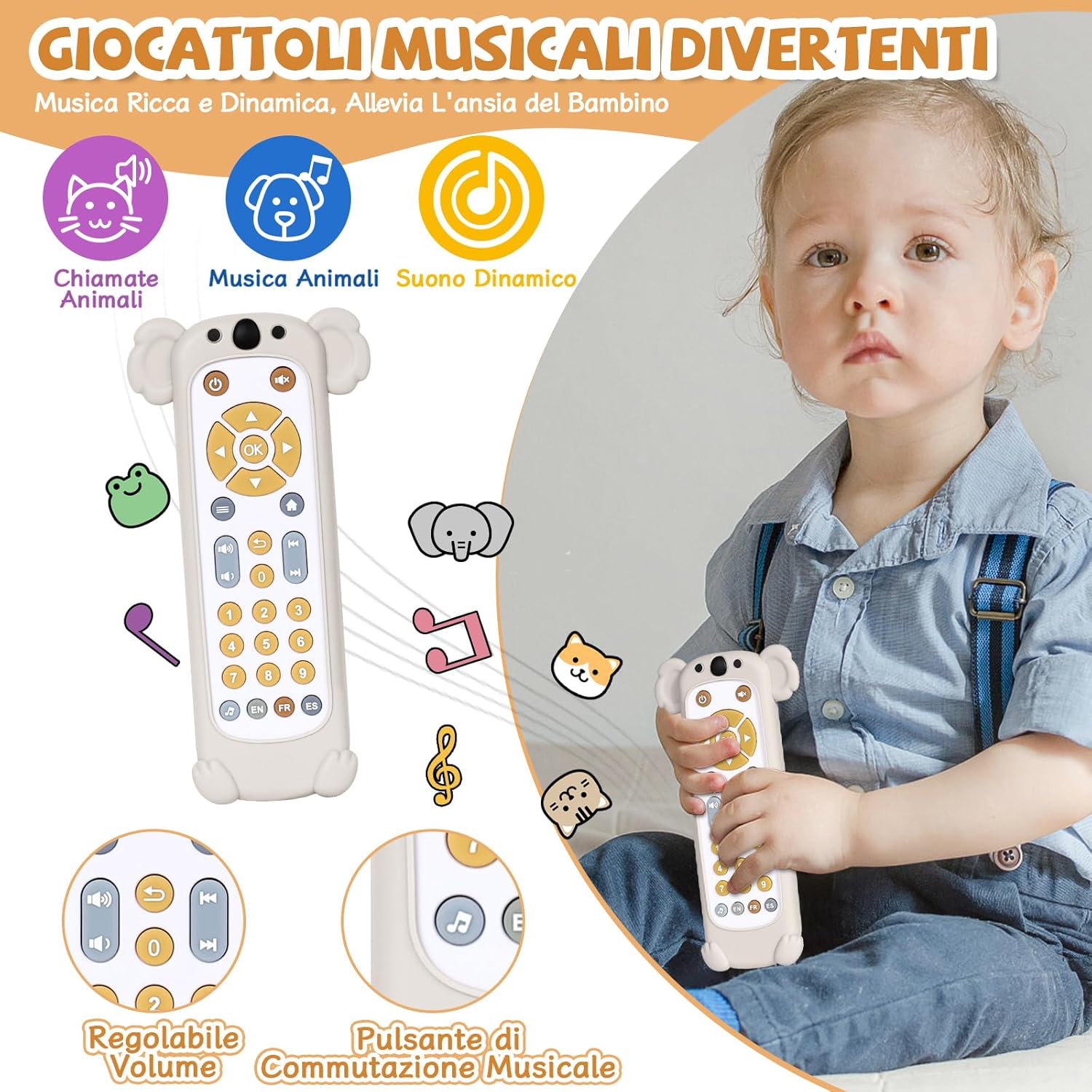 Thumbnail 2 de Orzbow Telecomando Bambini: gioco sensoriale musicale per l’apprendimento dei numeri (6–18 mesi)